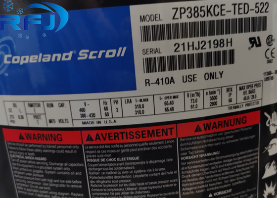 ZP385KCE-TWD-522 โคปแลนด์สกรอลคอมเพรสเซอร์ ตู้เย็นสําหรับเครื่องปรับอากาศ 3Phase