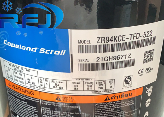 Copeland ZR94KCE-TFD-522 ซีรี่ย์ ZR เครื่องปรับอัตราการทํางาน 8HP ระดับสูง 3 ขั้นตอน
