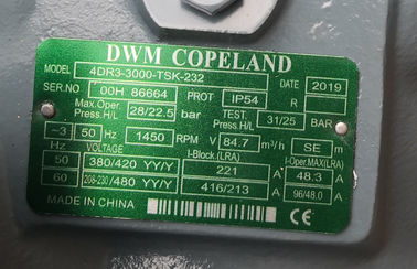 คอมเพรสเซอร์ทำความเย็นโคปแลนด์ DWN แบบกึ่งสุญญากาศ R22 4DR3-3000-TSK-232 30HP